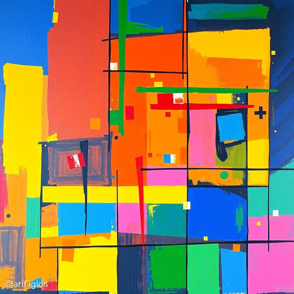 Vibrant geometric abstract painting