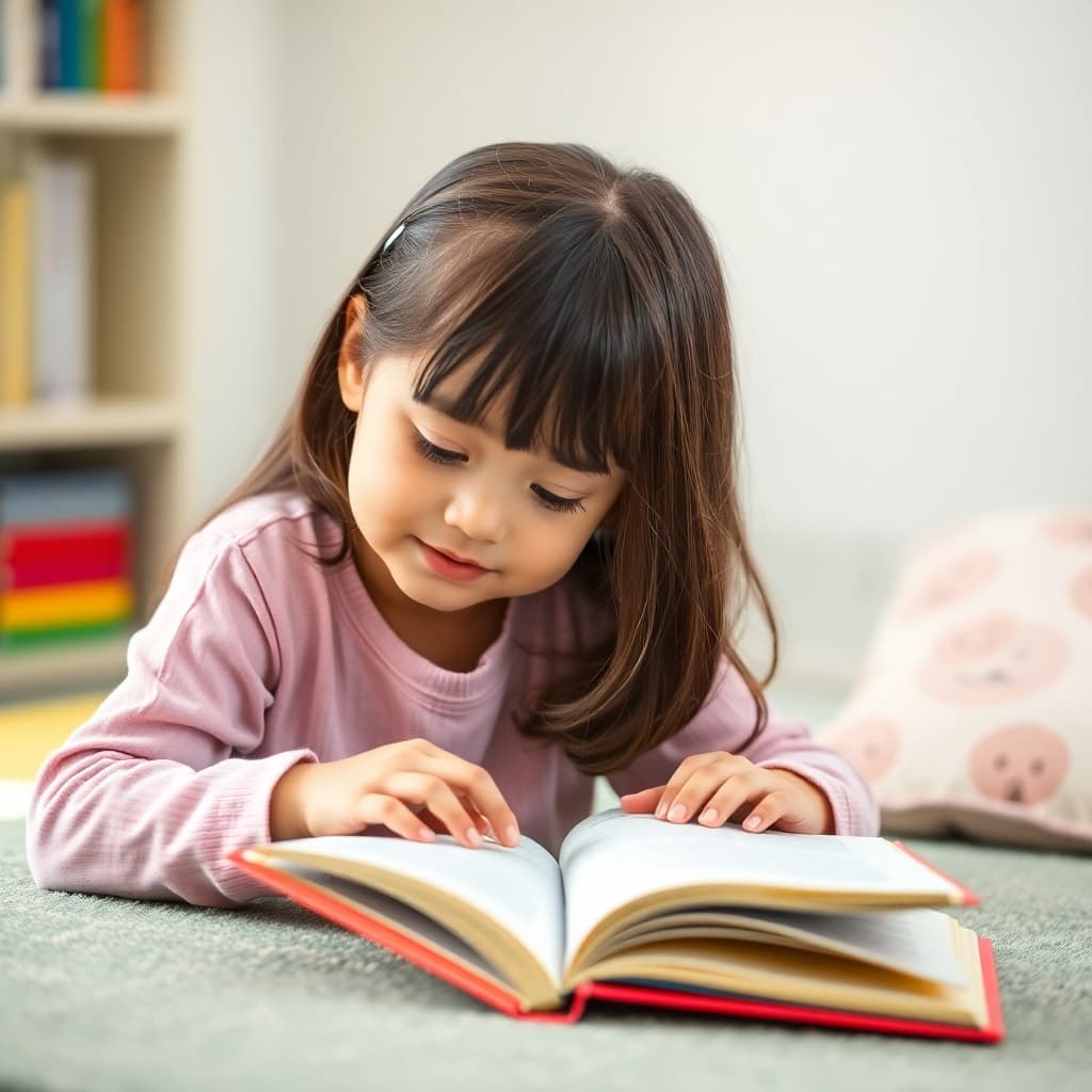 a two years cute girl with book

