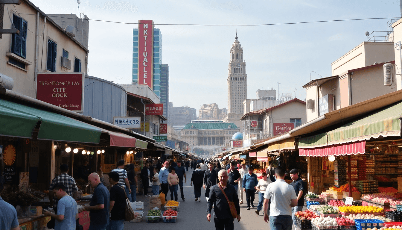 A bustling city market