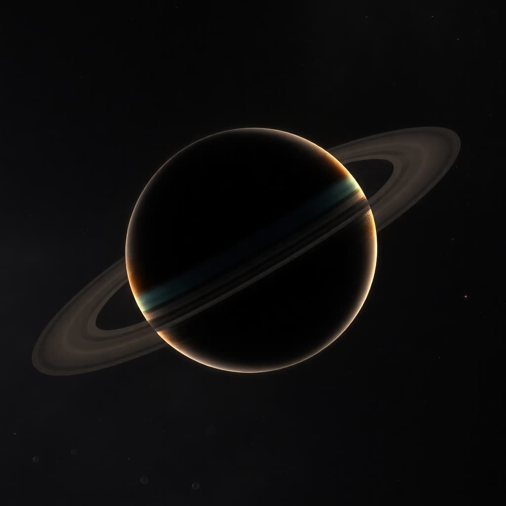 Gas giant planet with multiple moons and rings