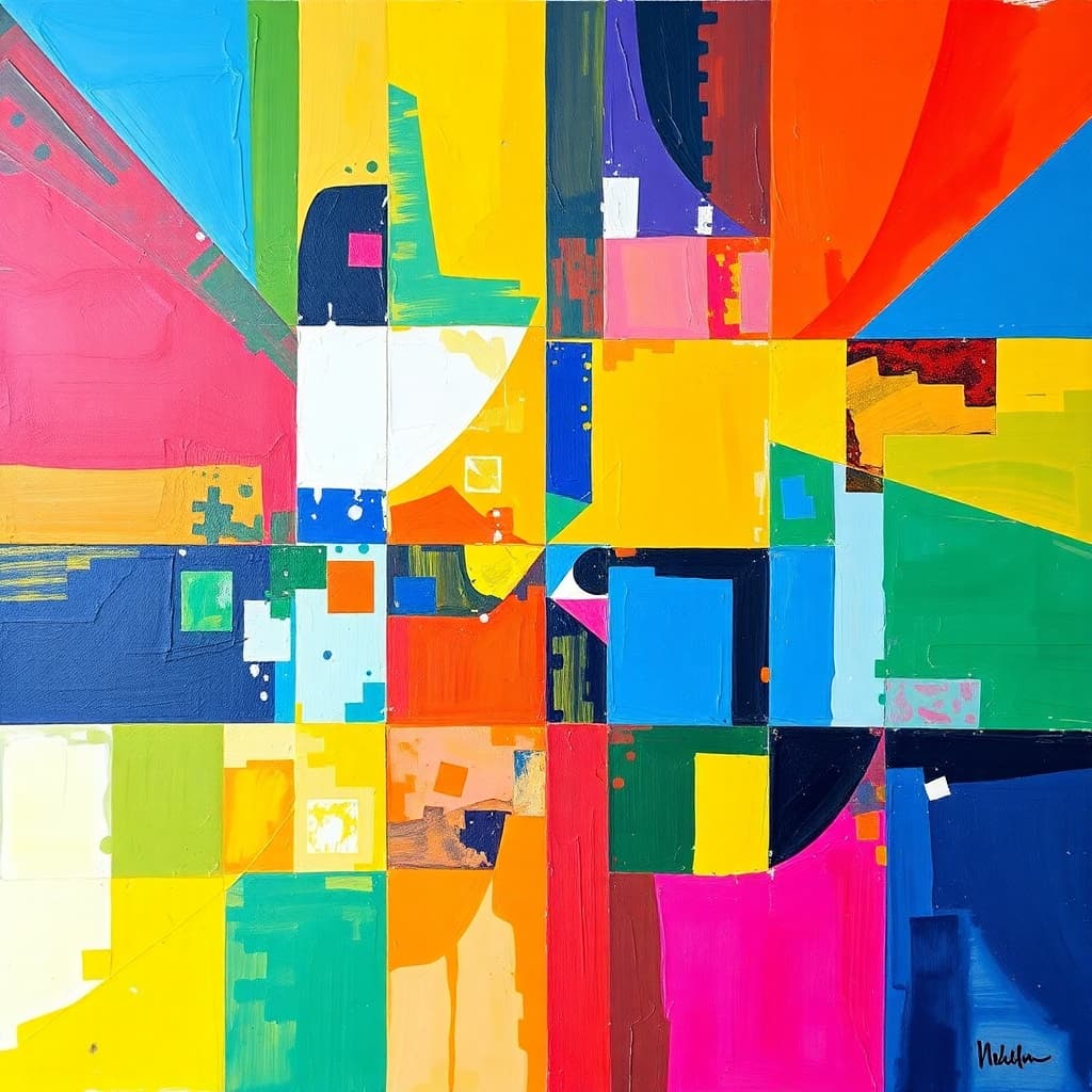 Vibrant geometric abstract painting