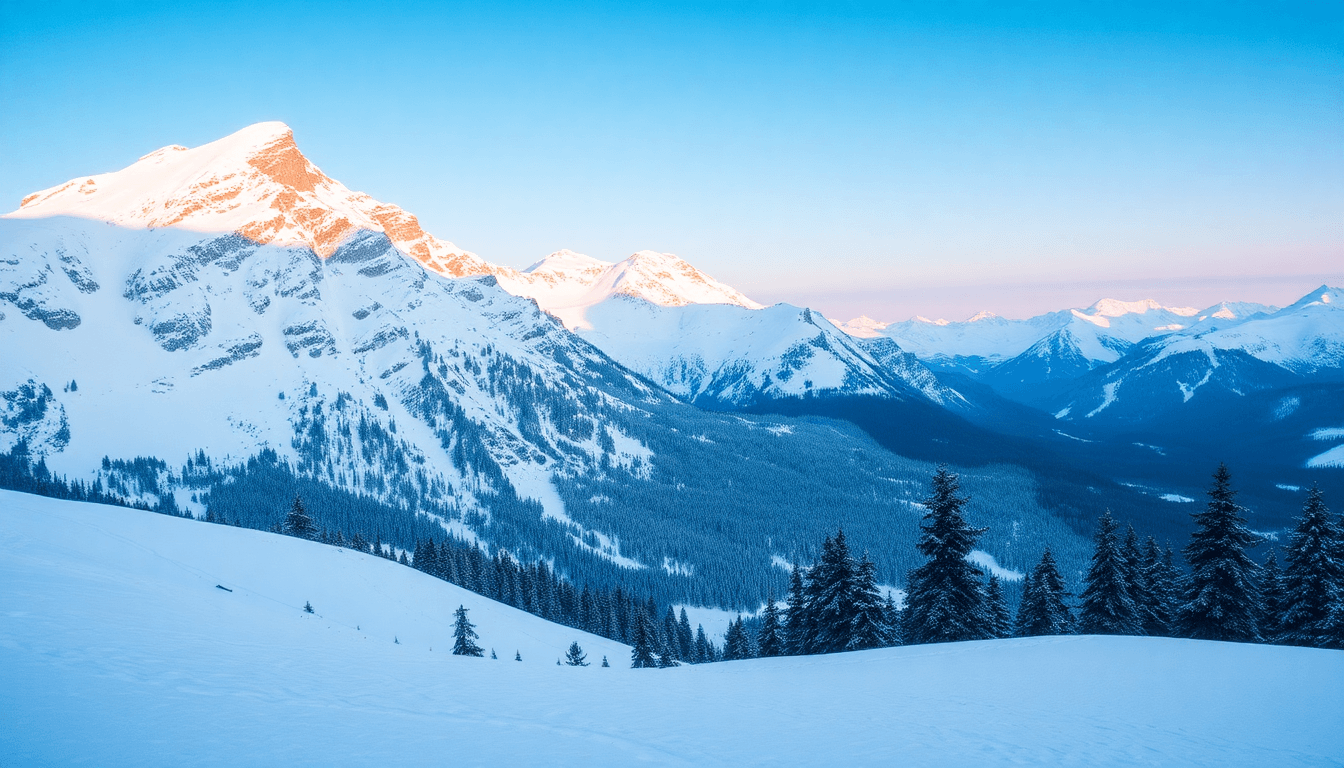 A snowy mountain scene