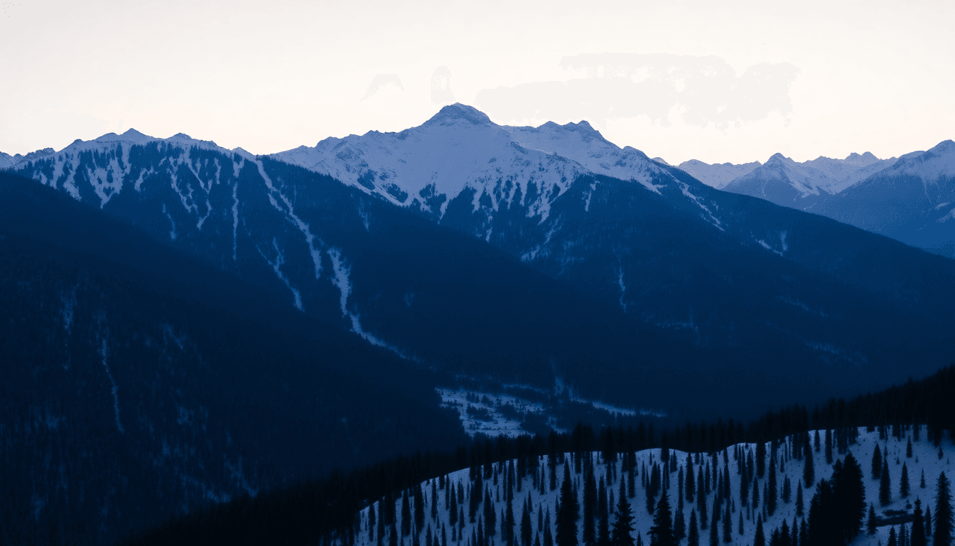 A snowy mountain scene