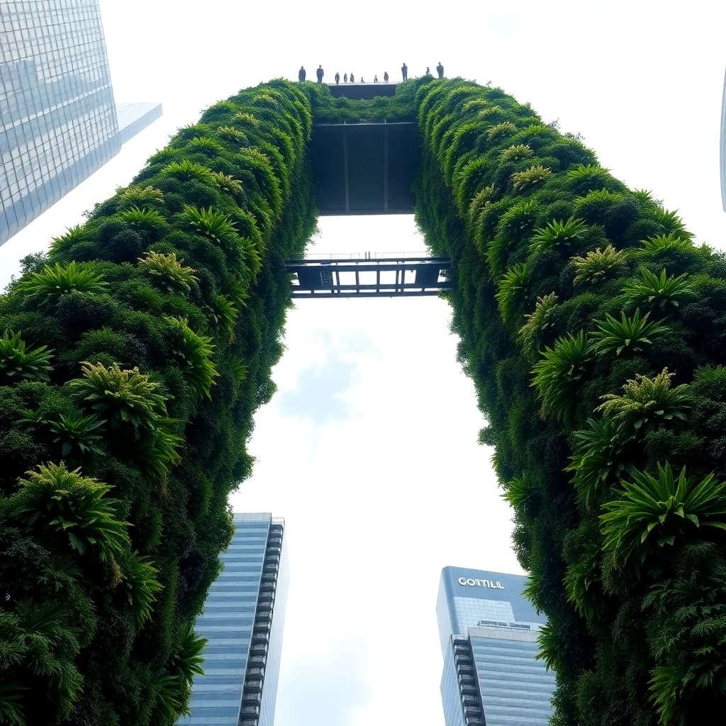 Vertical gardens on futuristic skyscrapers